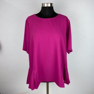 Eloquii Pink Pleated Accents Keyhole Back Top Blouse 20